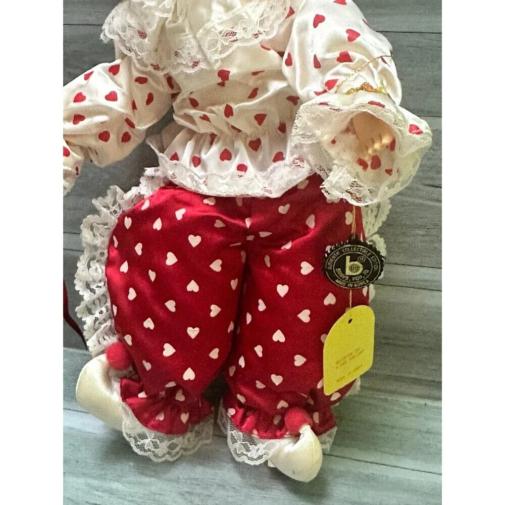 BRINN’S calendar limited edition Red Heart-Print Clown Doll